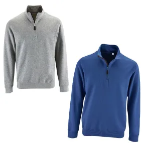 Lot 2 sweat-shirts col camionneur - bleu roi et gris chiné 